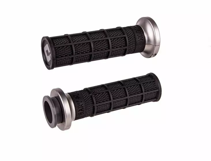 ODI Street V-TWIN Lock-On HART-LUCK Full-Waffle BLACK/Gunmetal/grey - Moottoripyörän kahvakumit - D510203 - 1