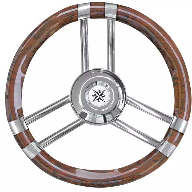 Osculati Steer. wheel C root coated laquered/SS 350 mm - Veneen ohjauspyörät - D499473 - 1