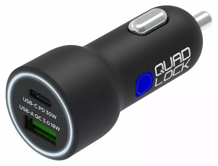 Quad Lock 48W Dual Car Charger - USB-C PD + USB-A QC3.0 - Motorsport varaosat ja tarvikkeet - D546823 - 1