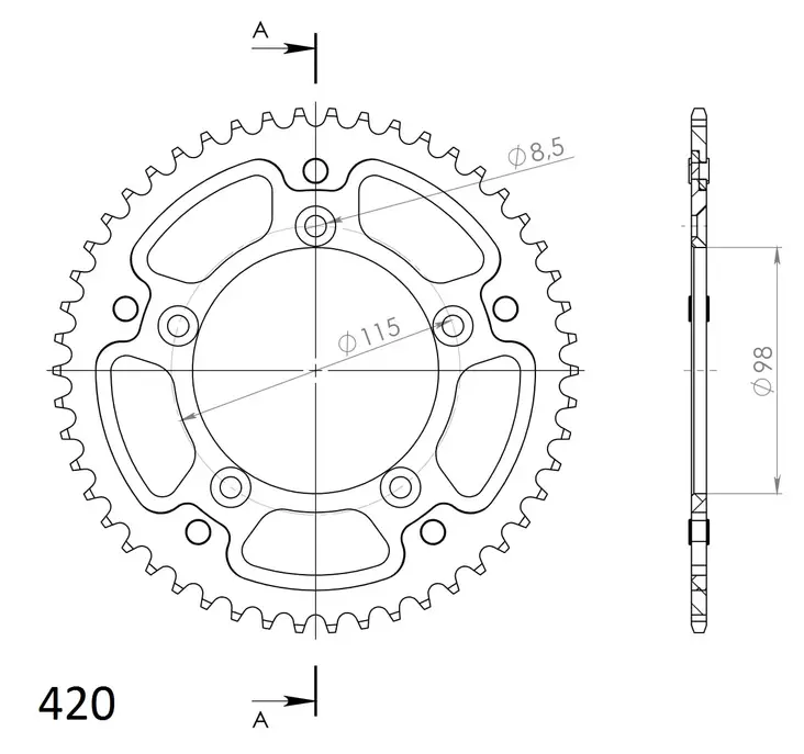 Supersprox Stealth Takaratas KTM SX65 48 - Moottoripyörän takarattaat - D186773 - 1