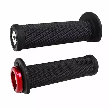 ODI (Single-Clamp) GRIPS RUFFIAN ATV/PWC - V2.1 L/O 125mm ¾ Flg Black w/Red Clam - Moottoripyörän kahvakumit - D510094 - 1