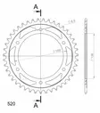 Supersprox / JT Teräs takaratas 5.49 - Moottoripyörän takarattaat - D206504 - 2