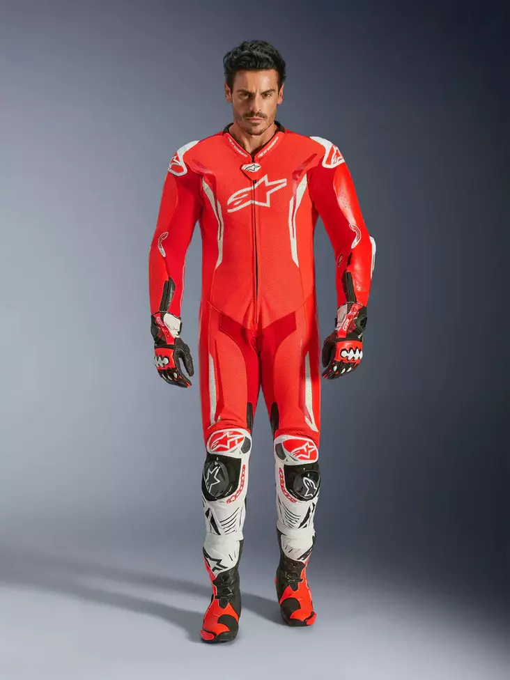 Alpinestars Nahkapuku 1-pcs GP Tech v5 Fluo Punainen/Valkoinen - Moottoripyörä nahkapuvut - D520434 - 1