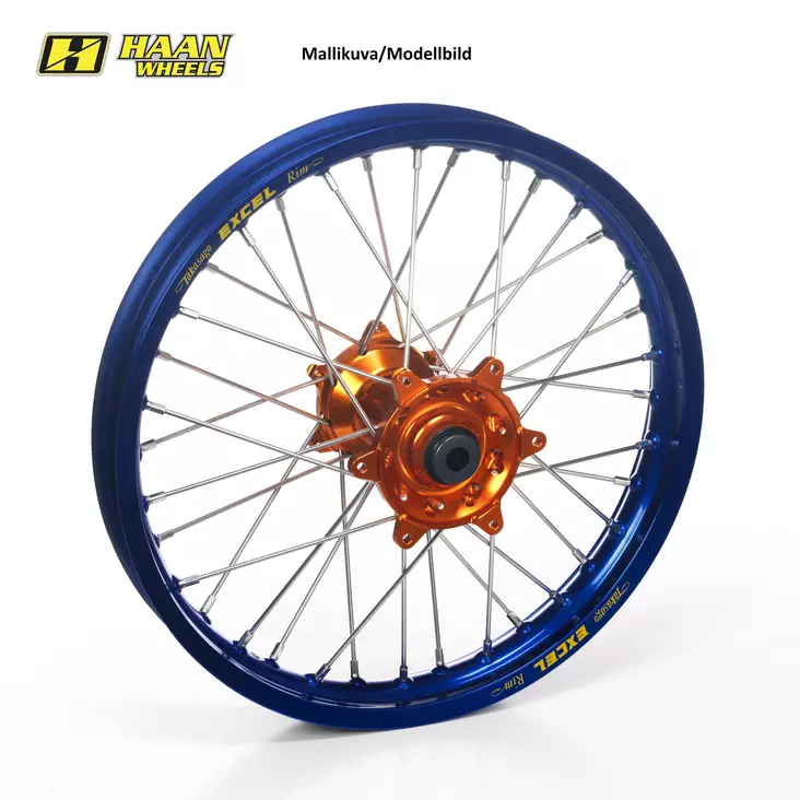 Haan wheel KTM SX/SX-F 15- 21-1,60 ORANGE HUB/BLUE RIM/BLACK SPOKES/ NIPPLES - Motorsport varaosat ja tarvikkeet - D465674 - 1