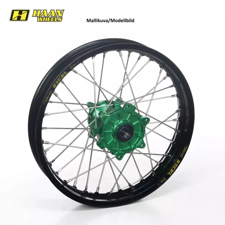 Haan wheel KX450F 03- 17-5,00 GREEN HUB/BLACK RIM - Moottoripyörän vanteet - D303424 - 1
