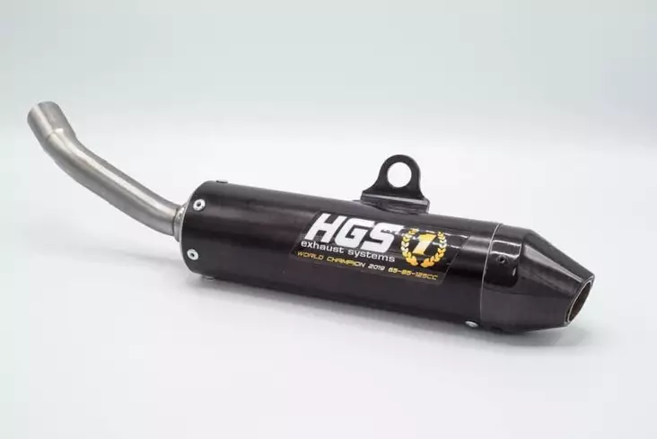 HGS Äänenvaimennin Musta hiilikuitupäädyllä 2T Racing KTM125 23-.. HVA TC125 23- - Moottoripyörän äänenvaimentimet - D460714 - 1