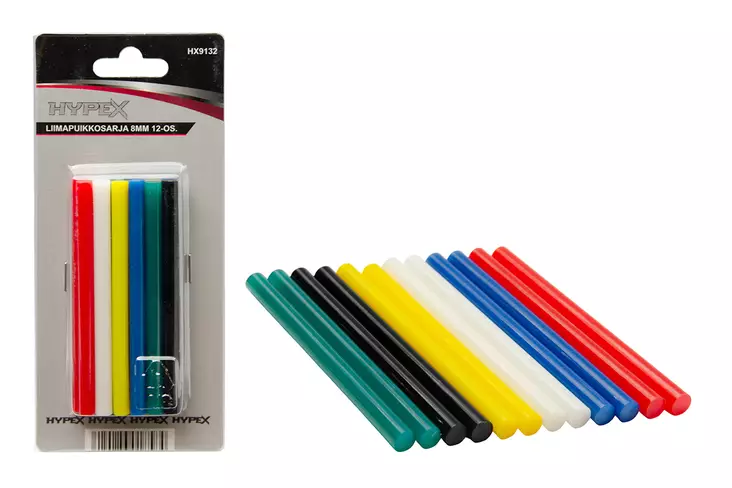 Liimapuikkosarja 8mm 12-os. värillinen - Juotoskolvit - LX18674 - 1