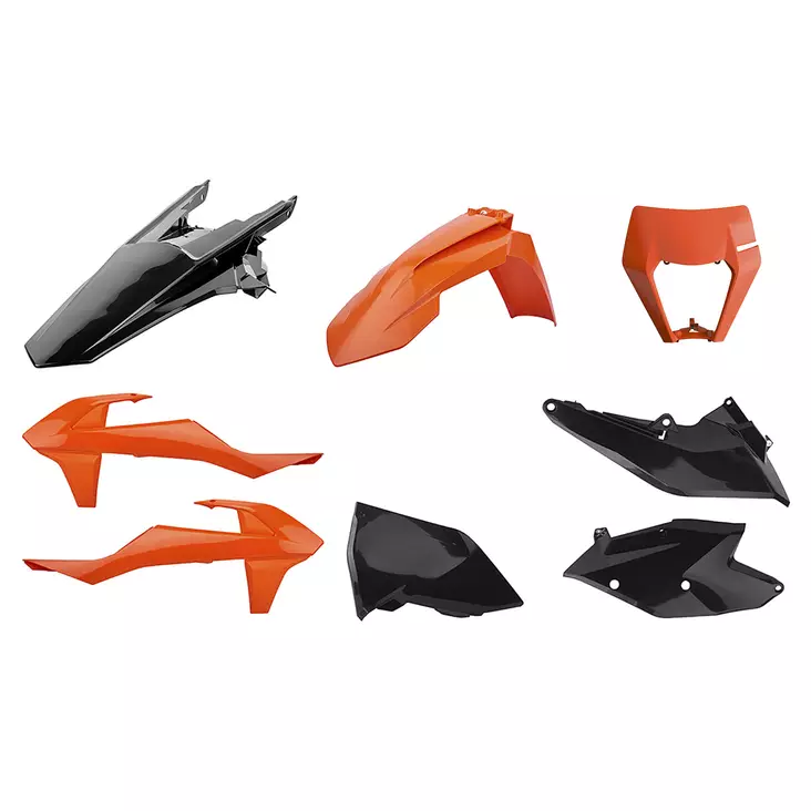 Polisport kit enduro w/ mask EXC/EXCF (17-19) Orange/black (1) - Offroad muovisarjat - D343604 - 1
