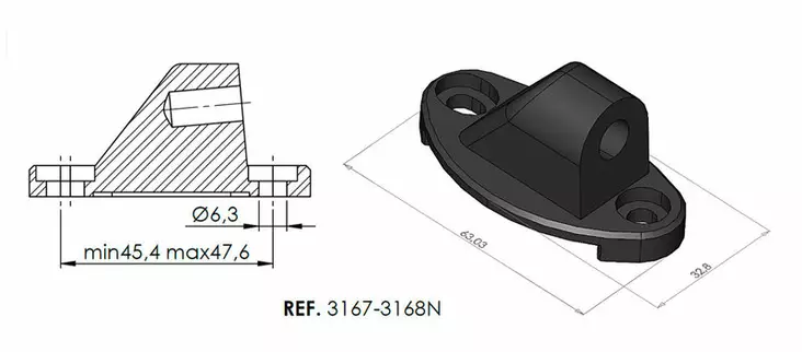 Puig Adapter Rear Mirror Right Hi-Tech I,Ii,Iii,F1,Gt - Moottoripyörän peilin kiinnikkeet - D336864 - 1