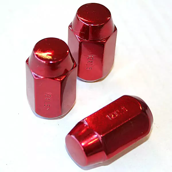 Punainen aluvannemutteri 1,5mm nousu, 12mm - Pyöränpultit ja mutterit 12x1.50mm - 499-13074 - 1