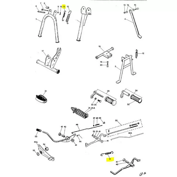Seisontatuen jousi, Tunturi Maxi, Start, Automat, Sport, Super Sport, Tiger - Mopon ja skootterin seisontajalat - D480134 - 1