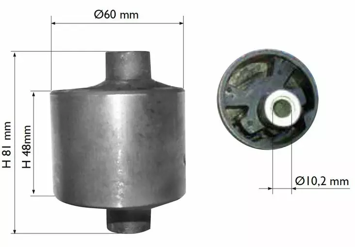 Vaihteiston kumityyny, Epäkesko, Ligier Lombardini 442 DCI, 492 DCI , (0131832) - Mopoauton moottorin osat - D484624 - 1