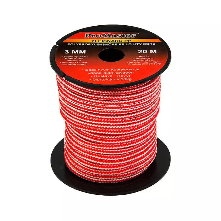 Yleisnaru pp 3mmx20m punainen - Peitteet ja pressut - LX5604 - 1