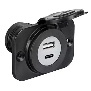 USB-A + USB-C paneelipistoke 12/24V 4,8A - Veneen pistorasiat ja pistokkeet - M14-516-05 - 1