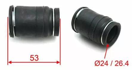 Forte Tiivistekumi / Liitoskumi / Kumiholkki, Ø24 / Ø26,4mm p. 53mm, Yleismalli - Mopon pakoputket - D479265 - 1