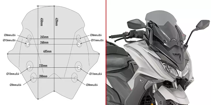 GIVI FUME' WINDSCREEN KYMCO AK 550 - Moottoripyörän katteet ja tuulenohjaimet - D332175 - 1