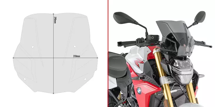 GIVI SPECIFIC SCREEN FUMEE BMW F900R 2020- - Moottoripyörän katteet ja tuulenohjaimet - D410505 - 1