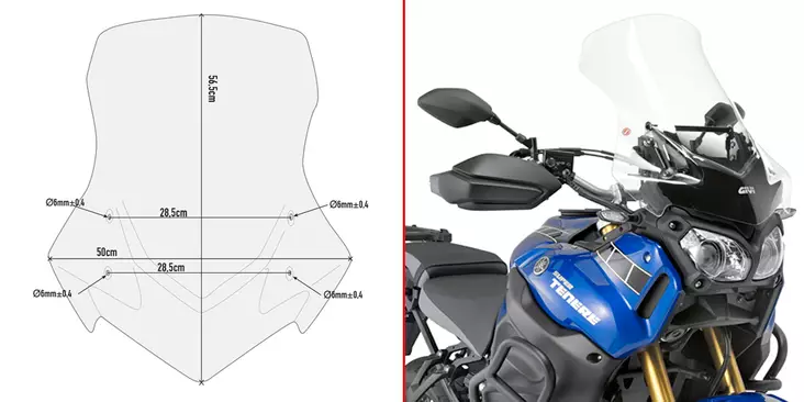 Givi Specific screen, transp. 56,5 x 50 cm (H x W) XT1200ZE Super Tenerè (14) - Moottoripyörän katteet ja tuulenohjaimet - D175945 - 1
