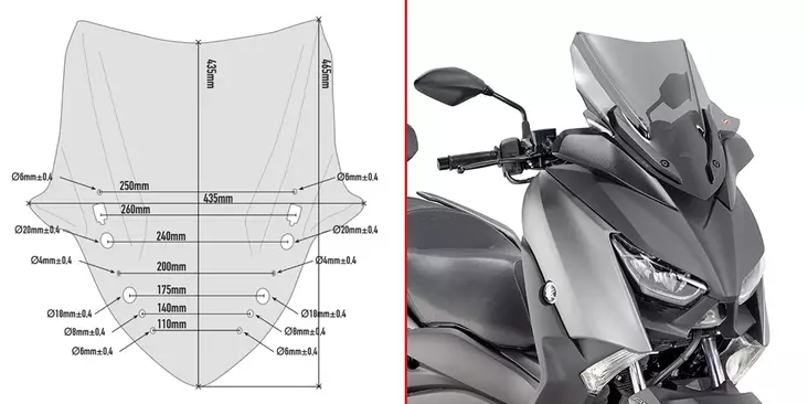 GIVI SPOILER YAM. X-MAX 300 (2017) - Moottoripyörän katteet ja tuulenohjaimet - D332145 - 1