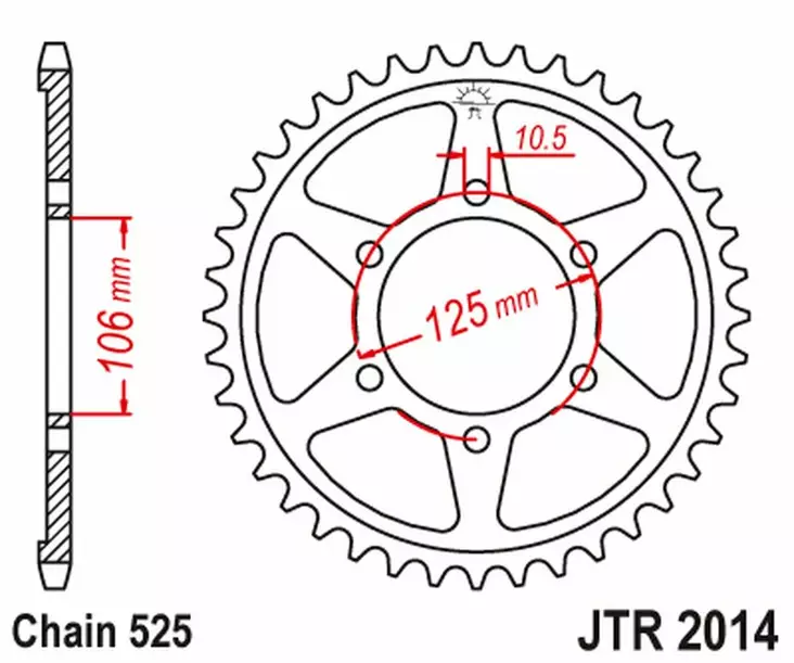 JT Takaratas ZBK - Musta Zinc JTR2014.48ZBK - Moottoripyörän takarattaat - D523995 - 1