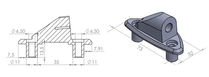 Puig Adapter Left Side For Fairing Daytona 675 - Moottoripyörän kateruuvit ja ruuvisarjat - D302765 - 1