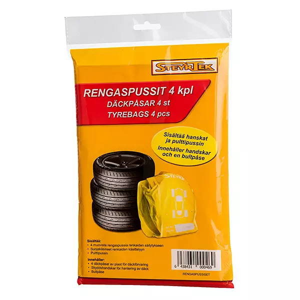Rengaspussit 4 kpl + hanskat ja pulttipussi - Muut rengastarvikkeet - 499-76995 - 1
