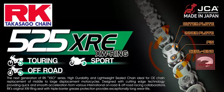 RK 525XRE XW-rengasketju +CLF(niittil.) - Moottoripyörän ketjut 525 - D494825 - 1