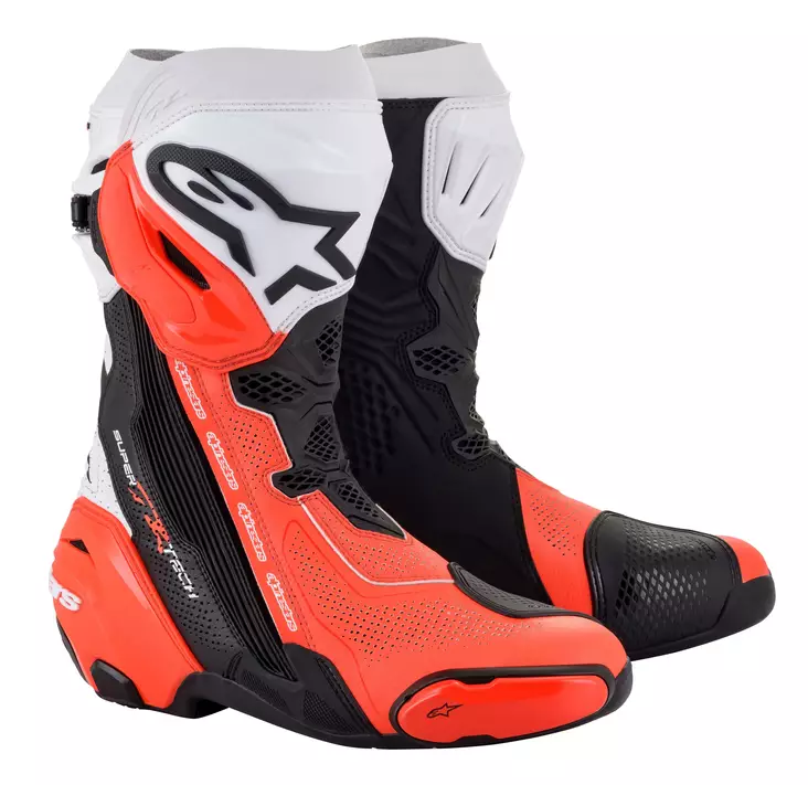 Alpinestars Ajosaapas Supertech R Vented v2 Musta/Valkoinen/Fluo Punainen - Moottoripyötä ajosaappaat - D372496 - 1