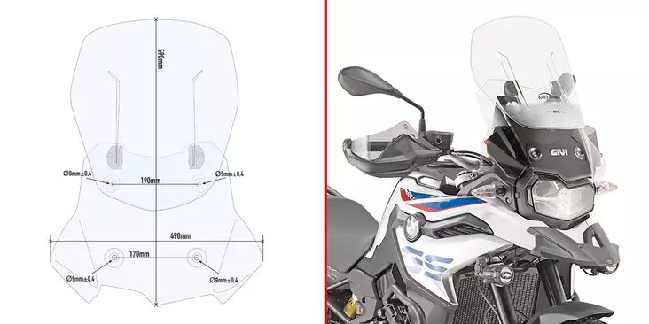 GIVI Airflow sliding windscreen BMW F850GS 2018- - Moottoripyörän katteet ja tuulenohjaimet - D332106 - 1