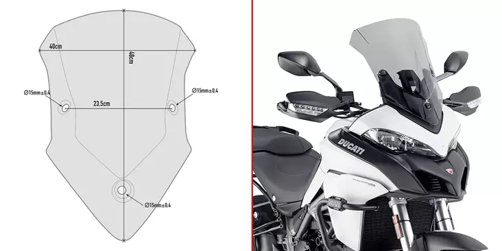 GIVI SPOILER FUME'DUCATI MULTISTRAD - Moottoripyörän katteet ja tuulenohjaimet - D332186 - 1