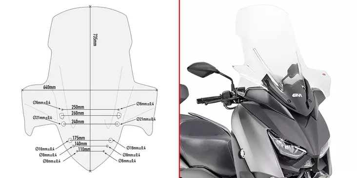 GIVI SPOILER YAM. X-MAX 300 (2017) - Moottoripyörän katteet ja tuulenohjaimet - D332146 - 1