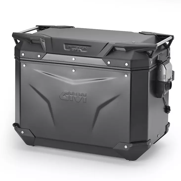 Givi Trekker Outback EVO Black alum. side-case left, 48 ltr, sold without lock - Moottoripyörän kovat laukut - D504036 - 1