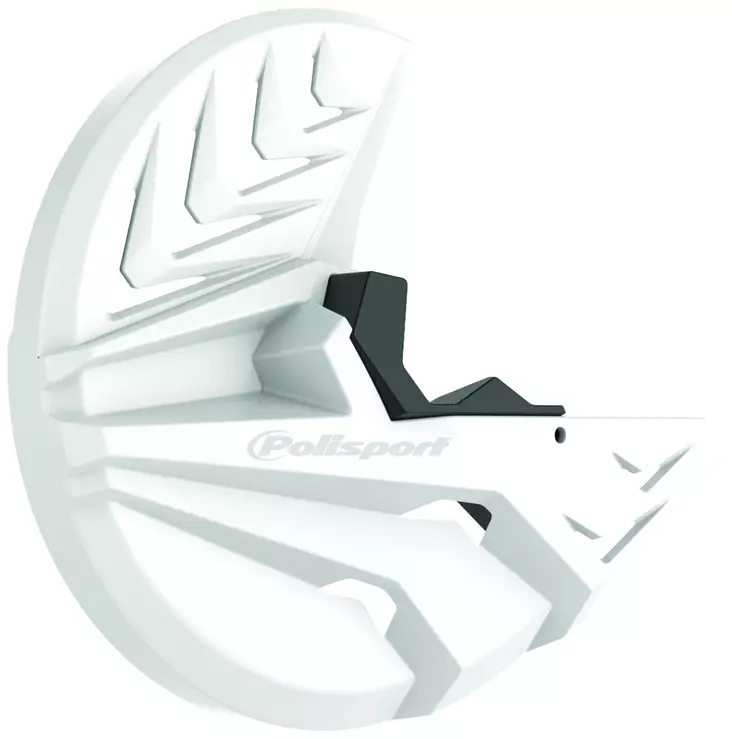 Polisport Disk w/bottom fork prot KX250F(13-19) KX450F(15-18) white/black (8) - Offroad haarukansuojat - D344246 - 1