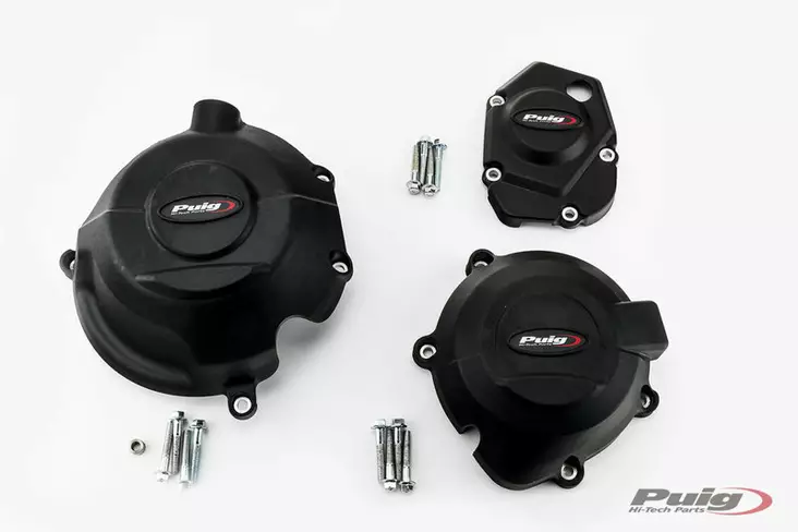 Puig Kit 3 Caps Engine Cover Kawasaki Z1000/Z900 C/Blac - Moottoripyörän moottorin kopat - D337356 - 1