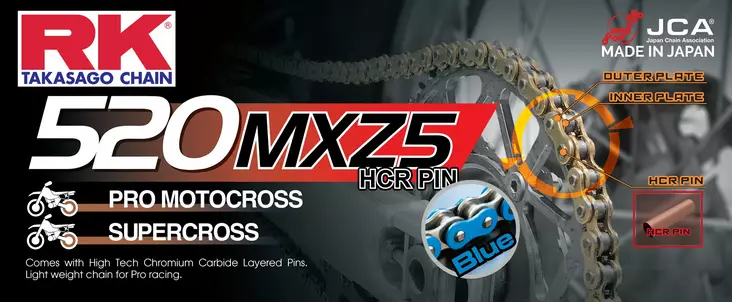 RK BB520MXZ5 Offroad Pro ketju Sininen +CL (Jousil.) - Moottoripyörän ketjut 520 - D501506 - 1