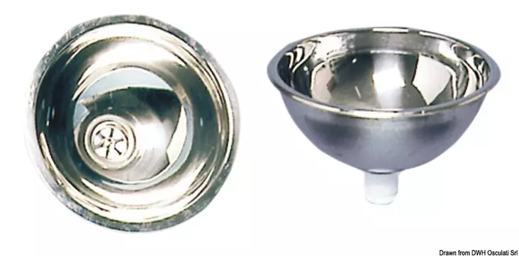 SS mirror polished hemispherical sink 260x125 mm - Veneen pesualtaat - D327646 - 1