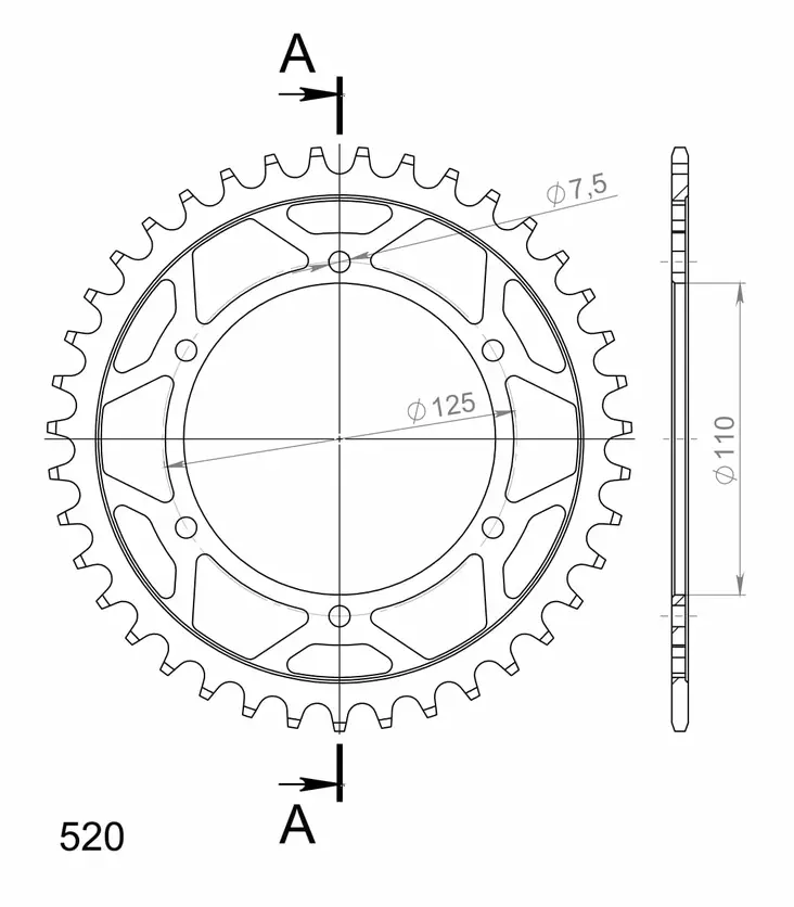 Supersprox / JT Teräs takaratas 13,39 - Moottoripyörän takarattaat - D112916 - 2
