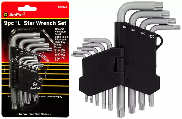 Torx-avainsarja 9-os. crv - Kuusiokoloavaimet - LX3006 - 1