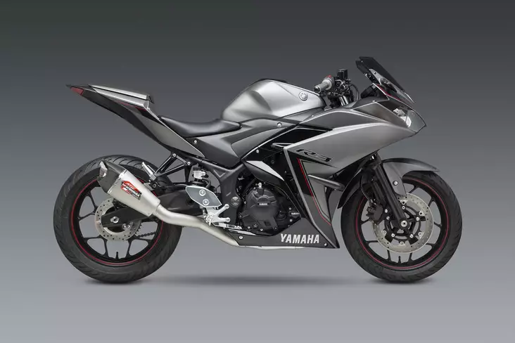 Yoshimura YZF-R3 15-21 Race AT2 Stainless Full Exhaust, w/ Stainless Muffler - Moottoripyörän pakoputkistot - D417666 - 1