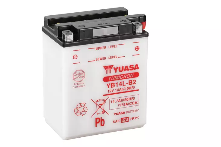 Yuasa akku, YB14L-B2 (cp) Happopatruuna mukana (4) - Akut - D766 - 1