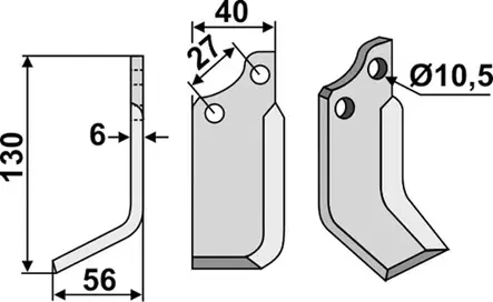 Kaariterä 130 x 6 x 40 mm - Tarvikevaraosat - 350-057 - 2
