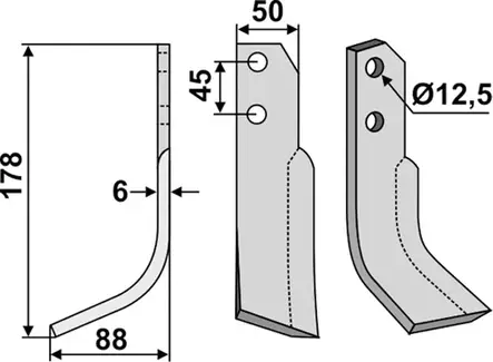 Kaariterä 178 x 6 x 50 mm - Tarvikevaraosat - 350-067 - 2