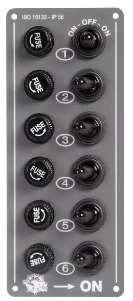 Katkaisijapaneeli 6 kytkintä - Veneen sulake- ja sähköpaneelit - D123787 - 1