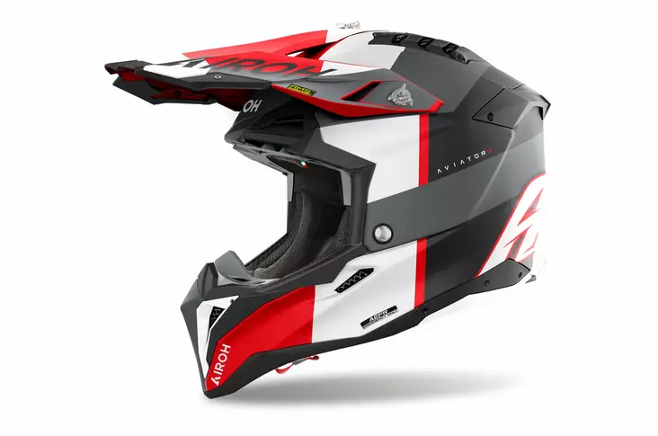 Airoh Kypärä Aviator 3 Monarch Harmaa/Punainen Matt - Crossikypärät - D506747 - 1