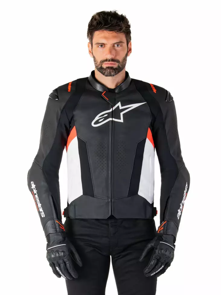 Alpinestars Nahkatakki Missile v3 Musta/Valkoinen/Punainen Fluo - Moottoripyörä nahkatakit - D496887 - 1