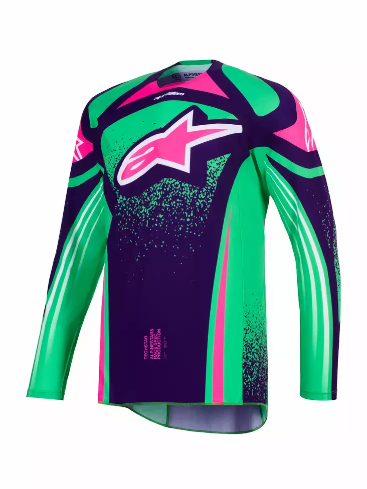 Alpinestars Paita Techstar Nomur Lila/Vihreä/Fluo Pinkki - Crossipaidat - D512777 - 1