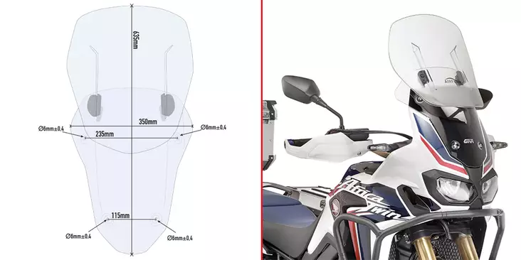 Givi Specific sliding wind-screen for Honda CRF1000L Africa Twin (16) - Moottoripyörän katteet ja tuulenohjaimet - D208907 - 1