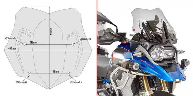 GIVI SPOILER BMW R1200GS '16-17 - Moottoripyörän katteet ja tuulenohjaimet - D332167 - 1