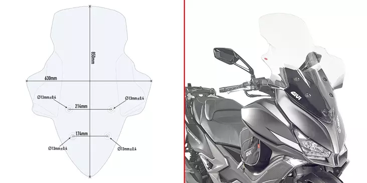 Givi Spoileriplexi,kirkas 85,5 x 66 cm (k x l) Xciting 400i (13-15) - Moottoripyörän katteet ja tuulenohjaimet - D192437 - 1
