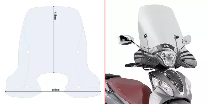 GIVI TRANSP WINDSCR KYMCO PEOPLE ONE 125-150 - Moottoripyörän katteet ja tuulenohjaimet - D410517 - 1